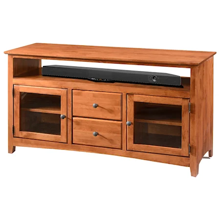 54" 2 Drawer TV Console with Glass Paneled Doors